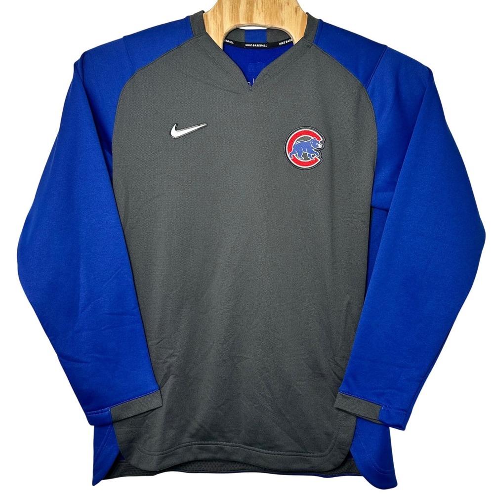 Nike MLB Chicago Cubs Authentic Collection Dri-FIT Pullover Gray Blue Men L‎ NEW